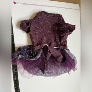 Bond & Co. Purple Chenille Knit Sweater Dress with Floral Skirt for Dogs